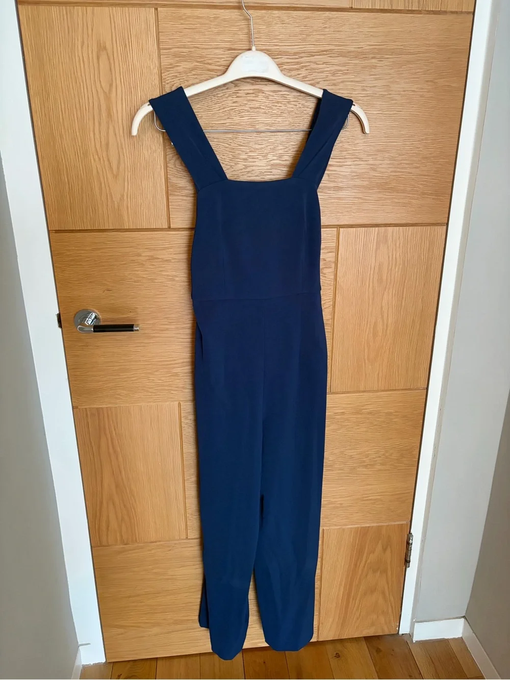 Club Monaco Navy Square-Neck Wide-Strap Cropped Jumpsuit